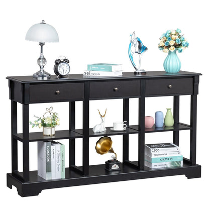 AH-DECOR sofa table Kitchen Buffet Cabinet Sideboard with Open Shelves and 3 Drawers