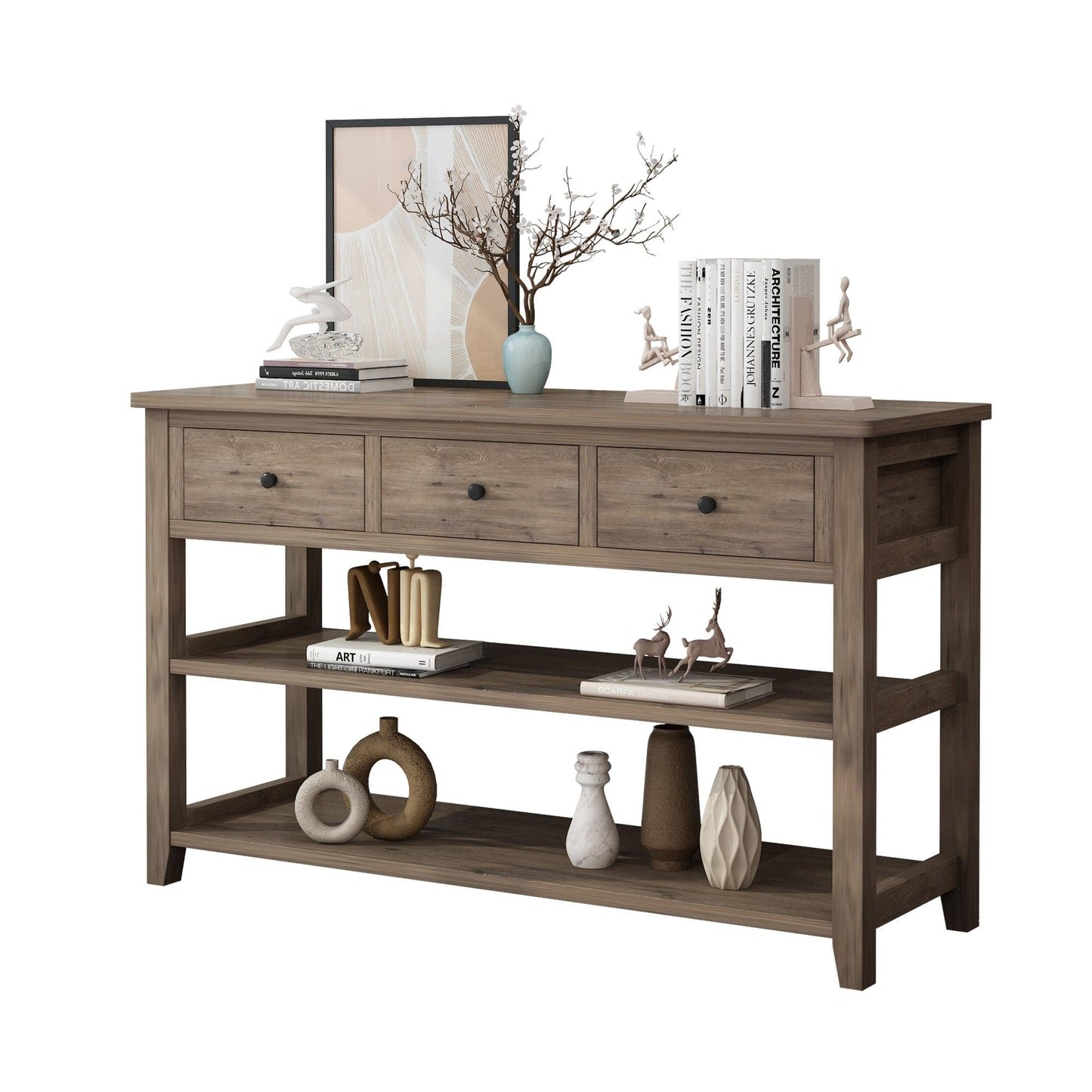 Ah-decor sofa table Sofa Table, Console Table with 3 Drawers and 2 Open Shelves