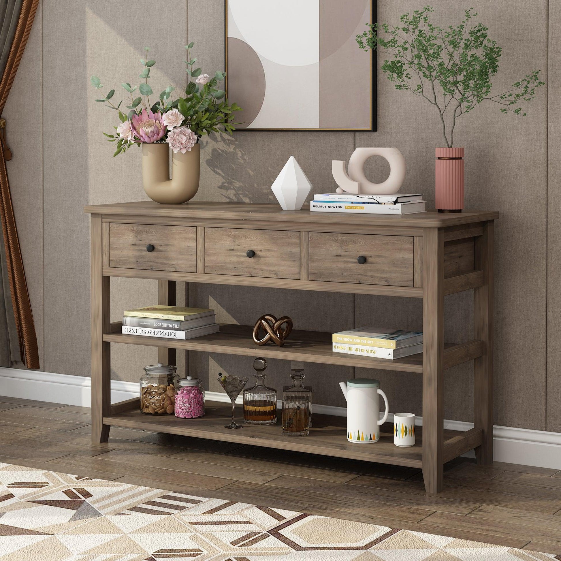 Ah-decor sofa table Sofa Table, Console Table with 3 Drawers and 2 Open Shelves