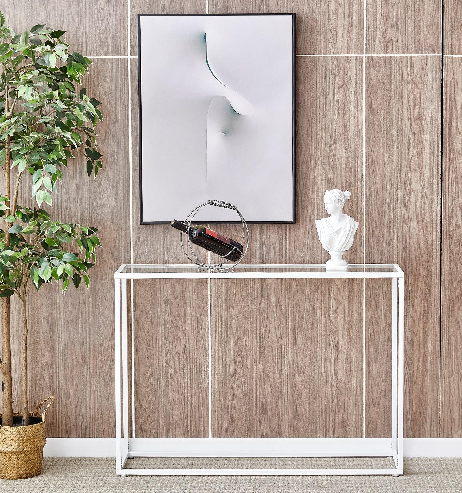 AH-DECOR sofa table white metal console table for Entryway, Living Room , bedroom dinning room