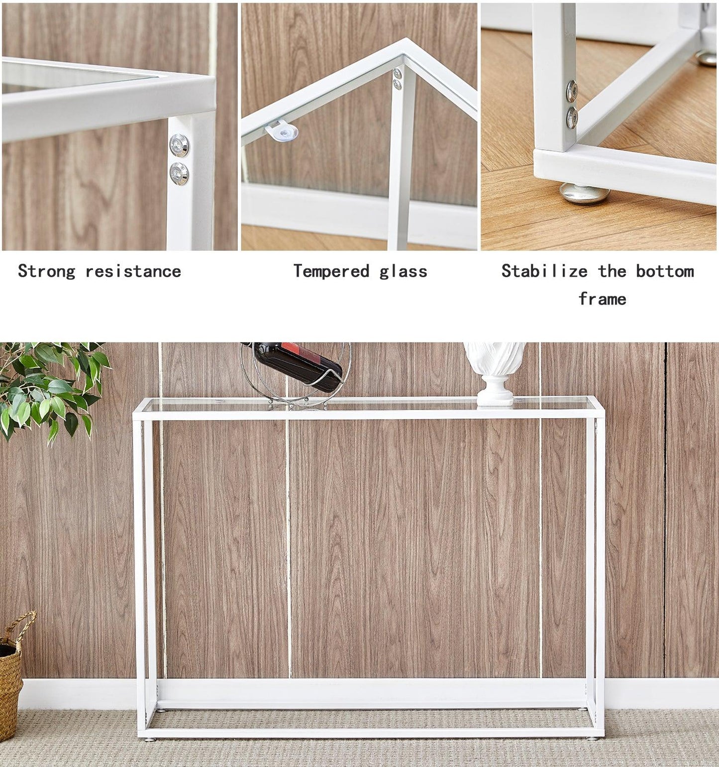 AH-DECOR sofa table white metal console table for Entryway, Living Room , bedroom dinning room