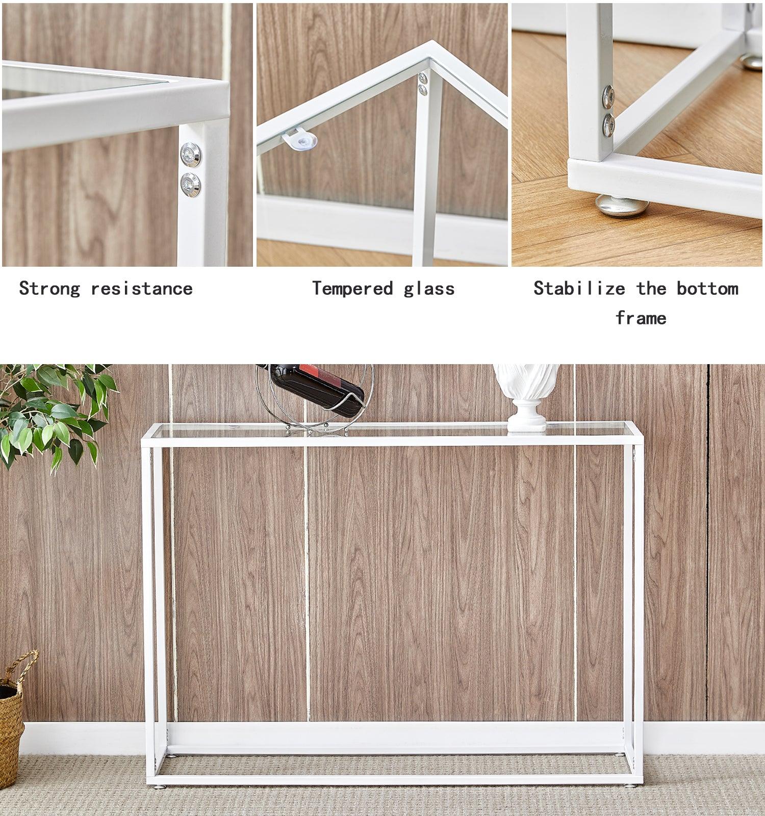 AH-DECOR sofa table white metal console table for Entryway, Living Room , bedroom dinning room