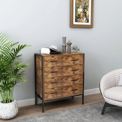 Industrial Style 4 Drawer Dresser,Rustic Brown Wood Storage Dresser Cl AH- DECOR Industrial Style 4 Drawer Dresser,Rustic Brown Wood Storage Dresser Cl AH- DECOR