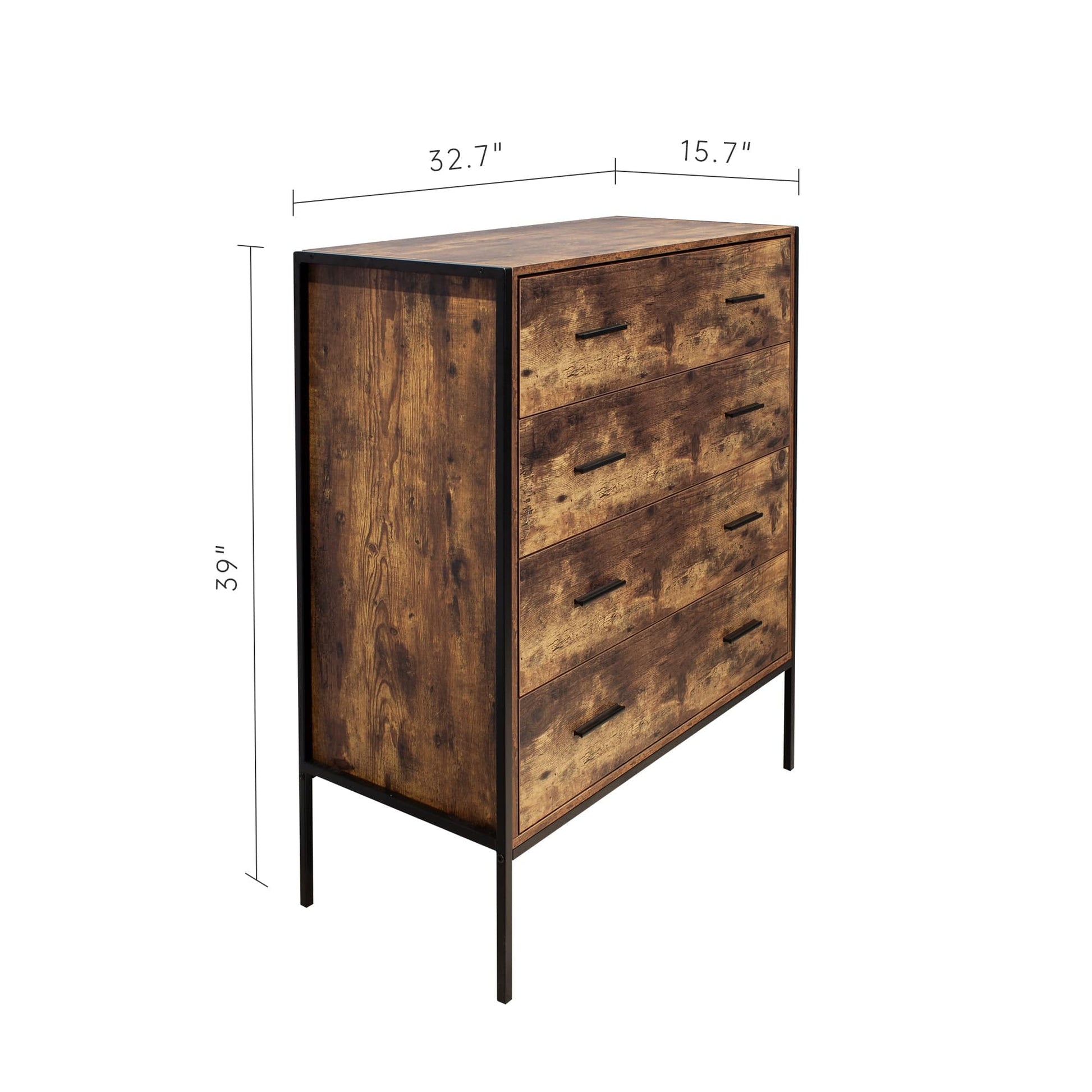 Industrial Style 4 Drawer Dresser,Rustic Brown Wood Storage Dresser Cl – AH-DECOR Industrial Style 4 Drawer Dresser,Rustic Brown Wood Storage Dresser Cl – AH-DECOR