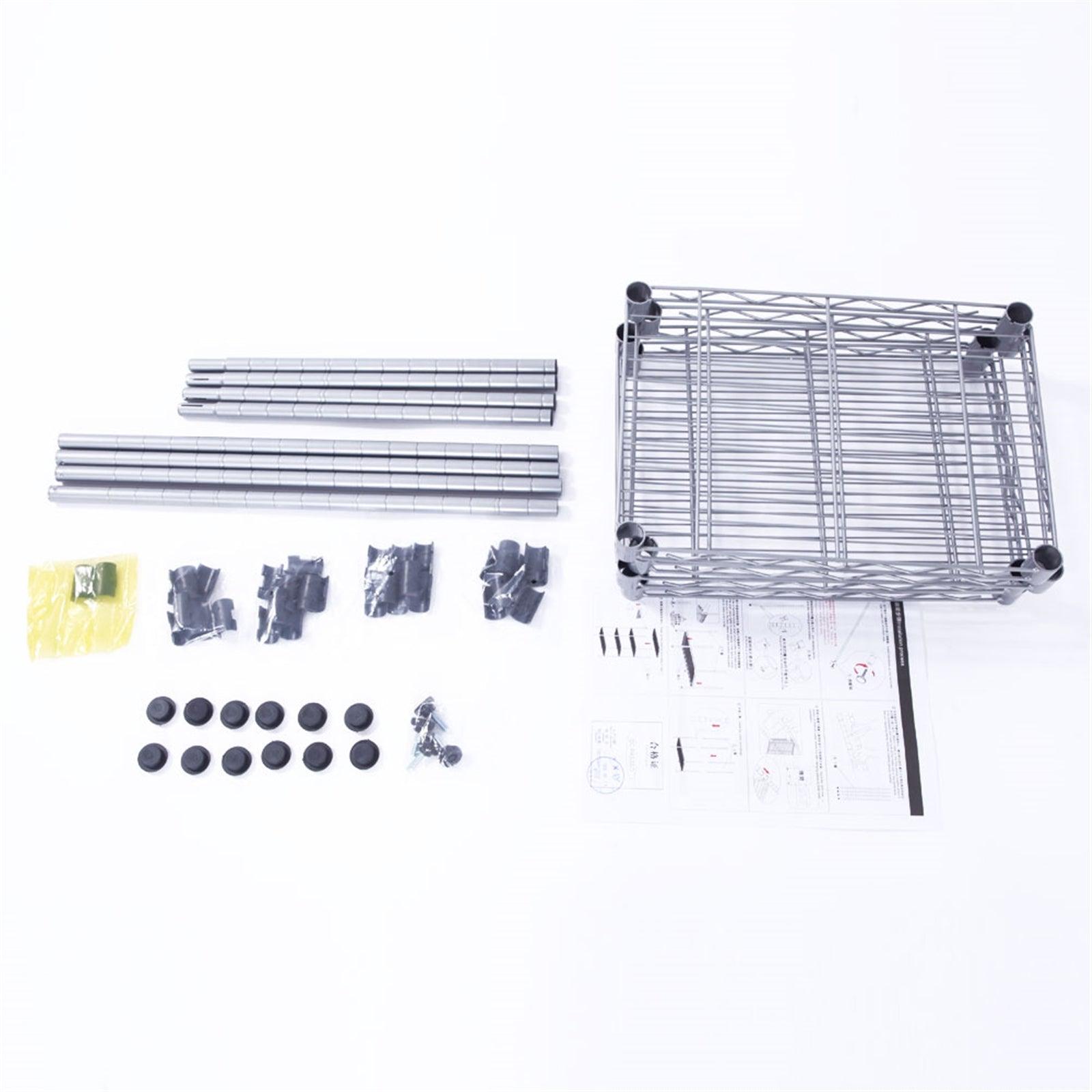 Ah-decor Storage Rack Length(cm) 47.50	Width(cm) 28.50 XM-207S Rectangle Carbon Steel Metal Assembly 4-Shelf Storage Rack Silver Gray