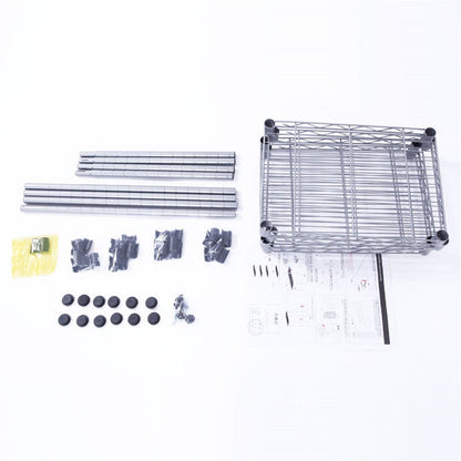 Ah-decor Storage Rack Length(cm) 47.50	Width(cm) 28.50 XM-207S Rectangle Carbon Steel Metal Assembly 4-Shelf Storage Rack Silver Gray