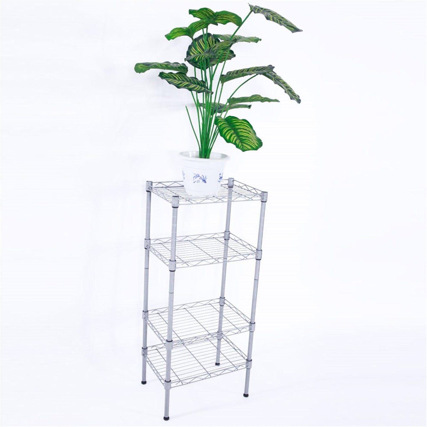 Ah-decor Storage Rack Length(cm) 47.50	Width(cm) 28.50 XM-207S Rectangle Carbon Steel Metal Assembly 4-Shelf Storage Rack Silver Gray