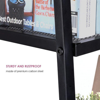 Ah-decor storage shelf Multifunctional Metal Storage Shelves, Black Ladder Small Bookshelf  for Home Decor