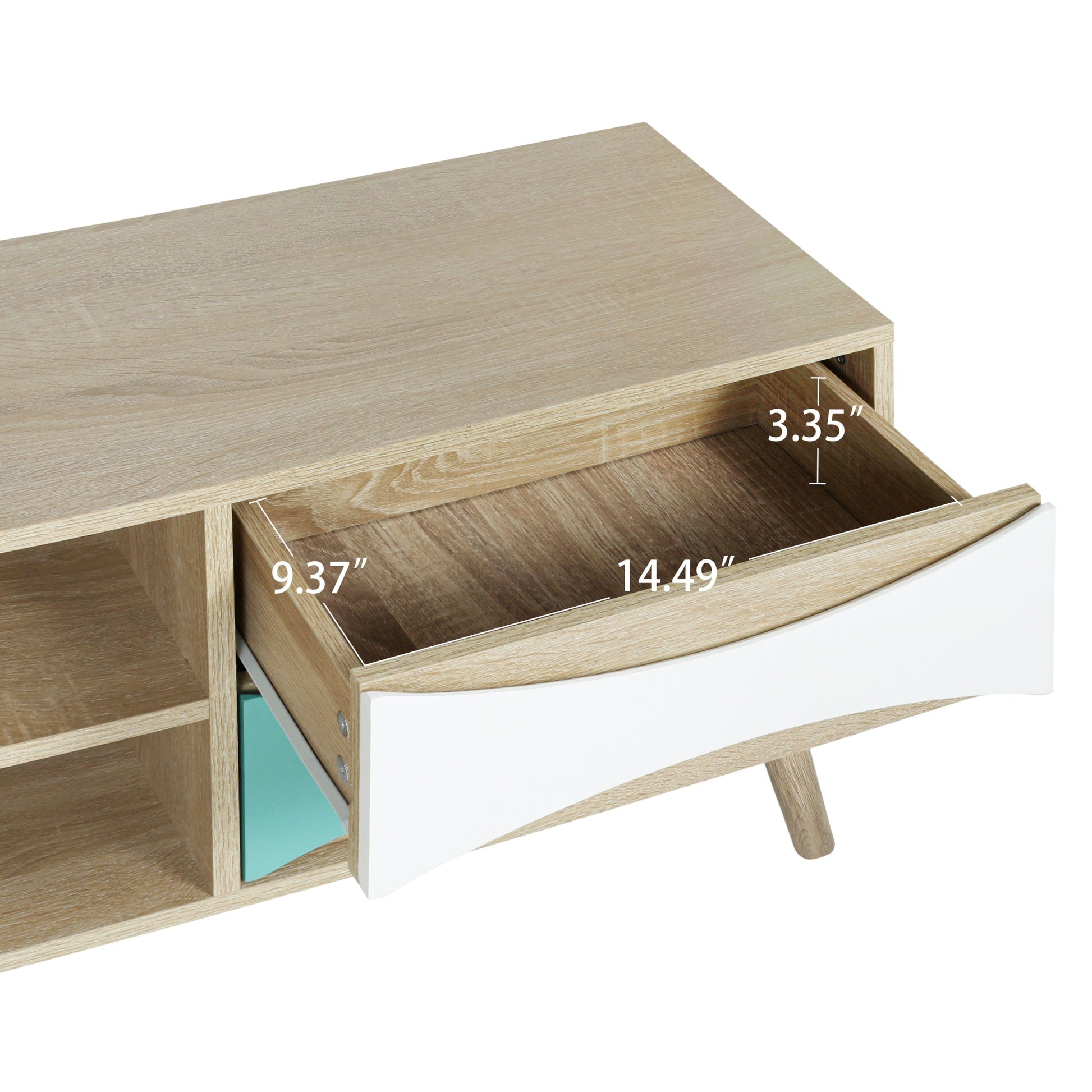 Ah-decor TV Stand Brown Oak TV Stand with Storage Cabinet and Shelves, TV Console Table for Living Room