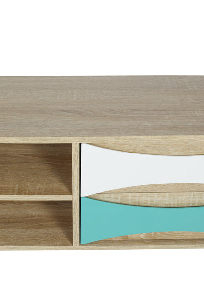 Ah-decor TV Stand Brown Oak TV Stand with Storage Cabinet and Shelves, TV Console Table for Living Room
