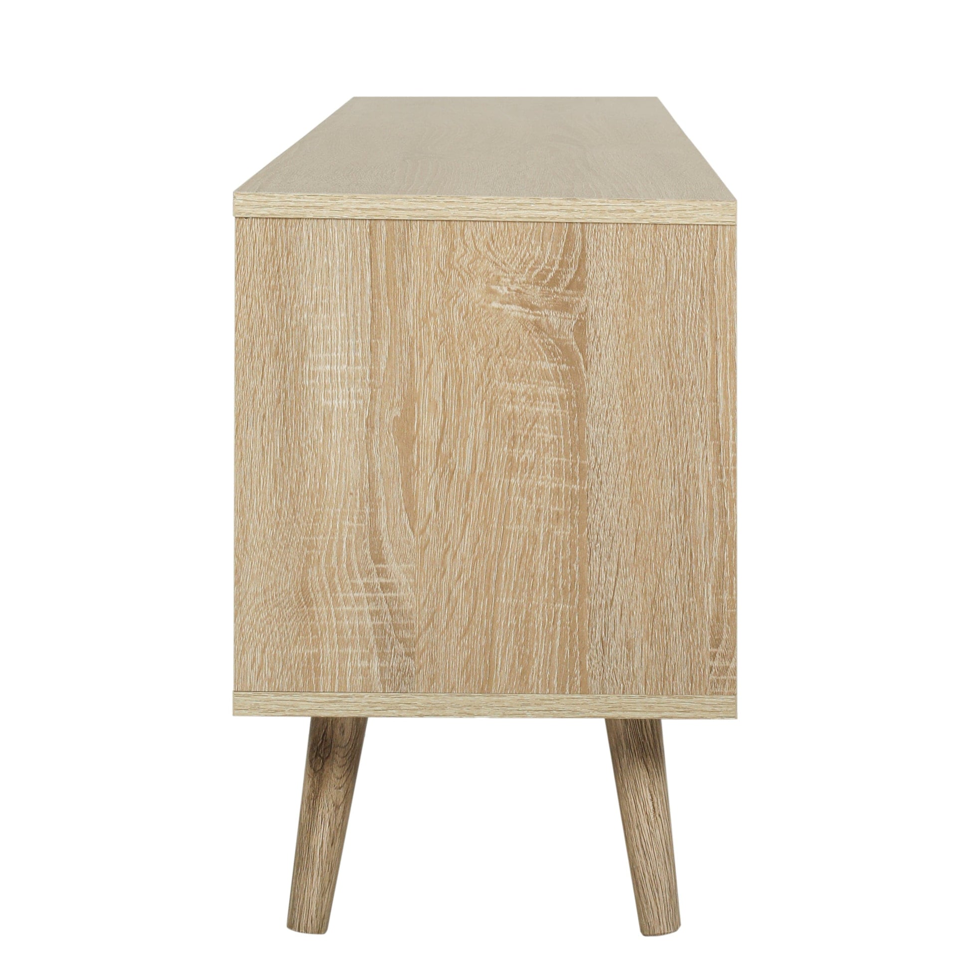 Ah-decor TV Stand Brown Oak TV Stand with Storage Cabinet and Shelves, TV Console Table for Living Room