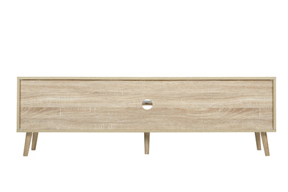Ah-decor TV Stand Brown Oak TV Stand with Storage Cabinet and Shelves, TV Console Table for Living Room