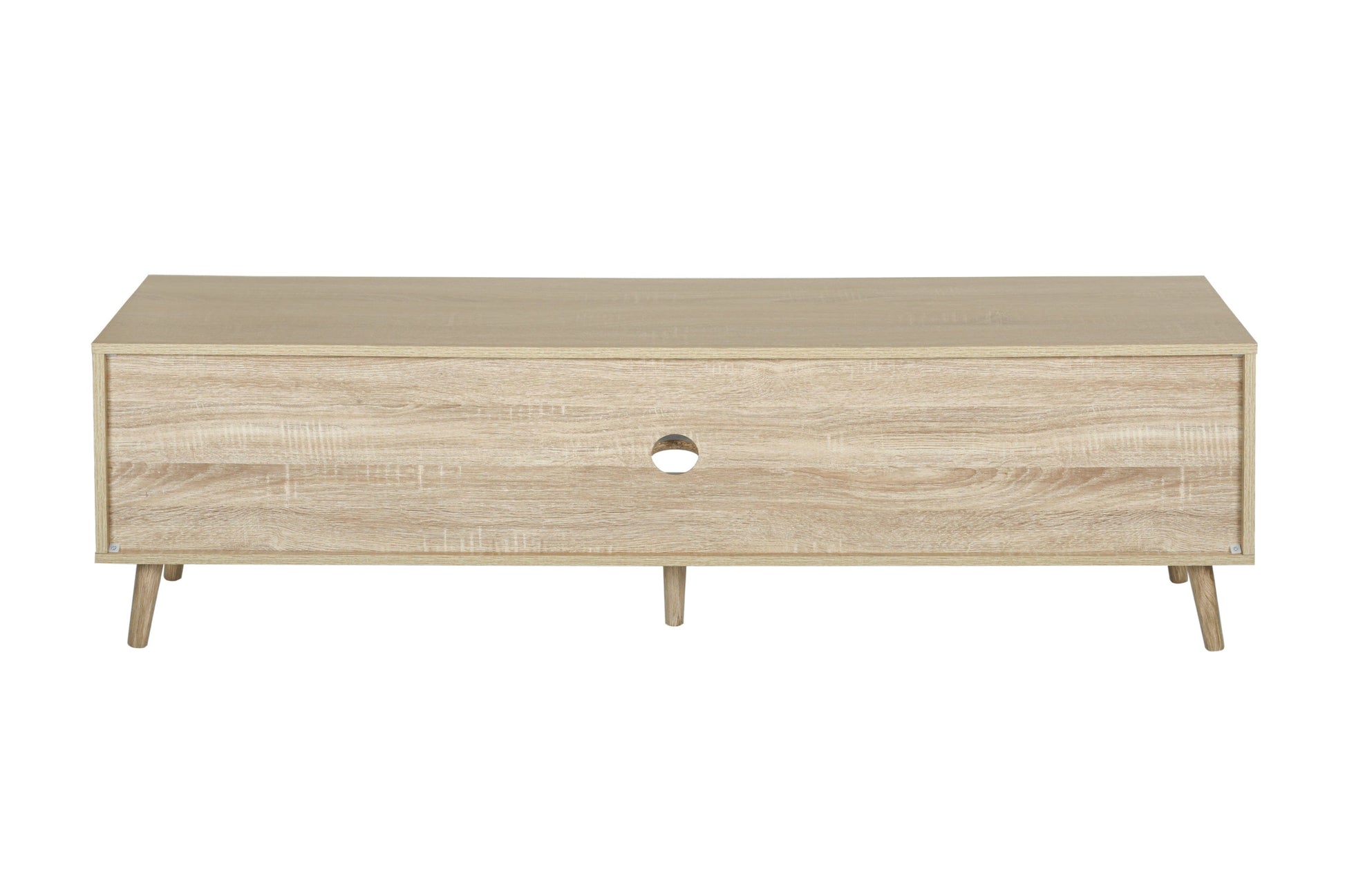 Ah-decor TV Stand Brown Oak TV Stand with Storage Cabinet and Shelves, TV Console Table for Living Room