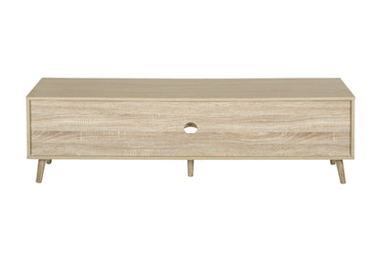 Ah-decor TV Stand Brown Oak TV Stand with Storage Cabinet and Shelves, TV Console Table for Living Room
