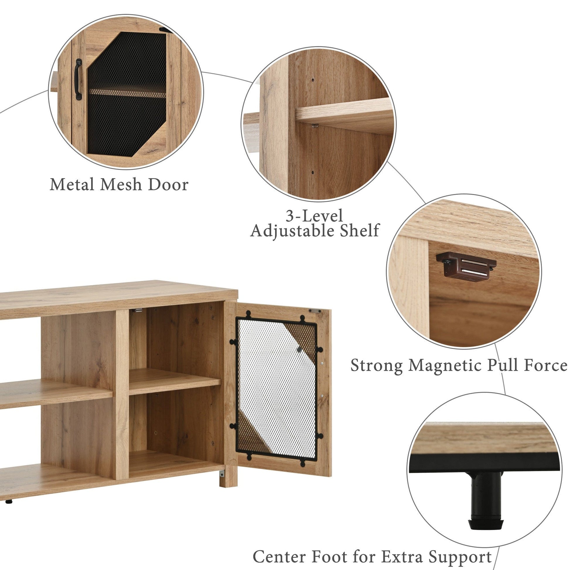 Ah-decpr TV Stand Modern TV Stand for 65'' TV with Large Storage Space, 3 Levels Adjustable shelves, Magnetic Cabinet Door, Entertainment Center for Living Room, Bedroom
