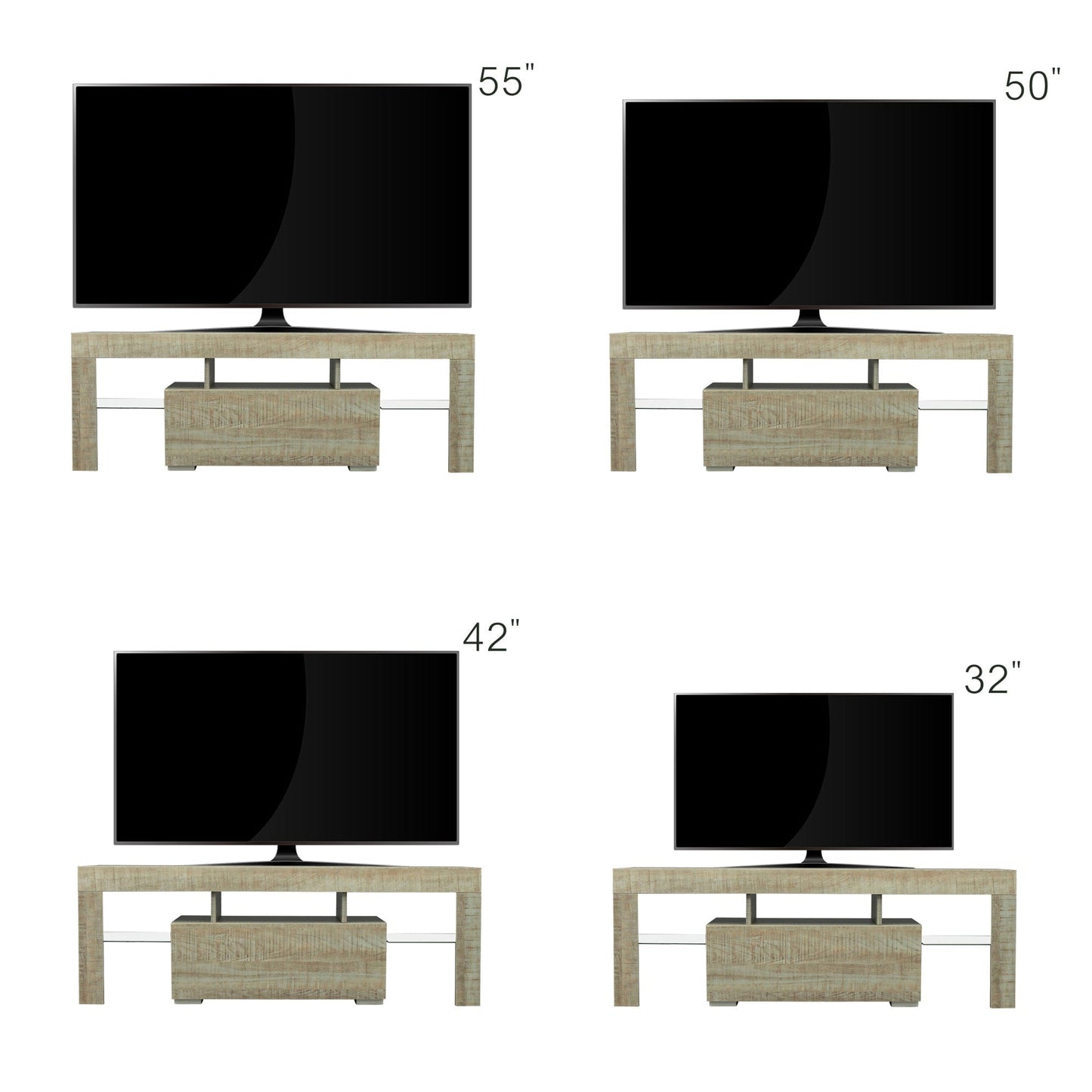 AHDECOR TV Stand with LED RGB Lights,Flat Screen TV Cabinet, Gaming Consoles - in Lounge Room, Living Room and Bedroom,GREY OAK