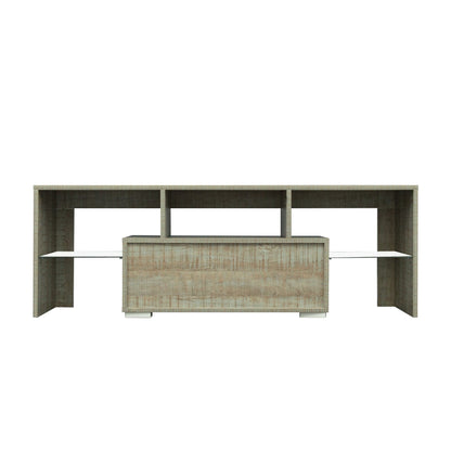 AHDECOR TV Stand with LED RGB Lights,Flat Screen TV Cabinet, Gaming Consoles - in Lounge Room, Living Room and Bedroom,GREY OAK