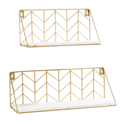 Ah-decor wall shelf 2 Pieces with multi-length / White AHDECOR Wall Mounted Metal Wire Floating Shelves, Wooden Hanging Storage Shelf, Decor Display Shelves for Dining, Kitchen Living Room, Set of 2
