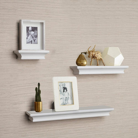 Ah-decor wall shelf 3 pcs / White Set of 3 White Adjustable Modern Wall Mounted Floating Shelves