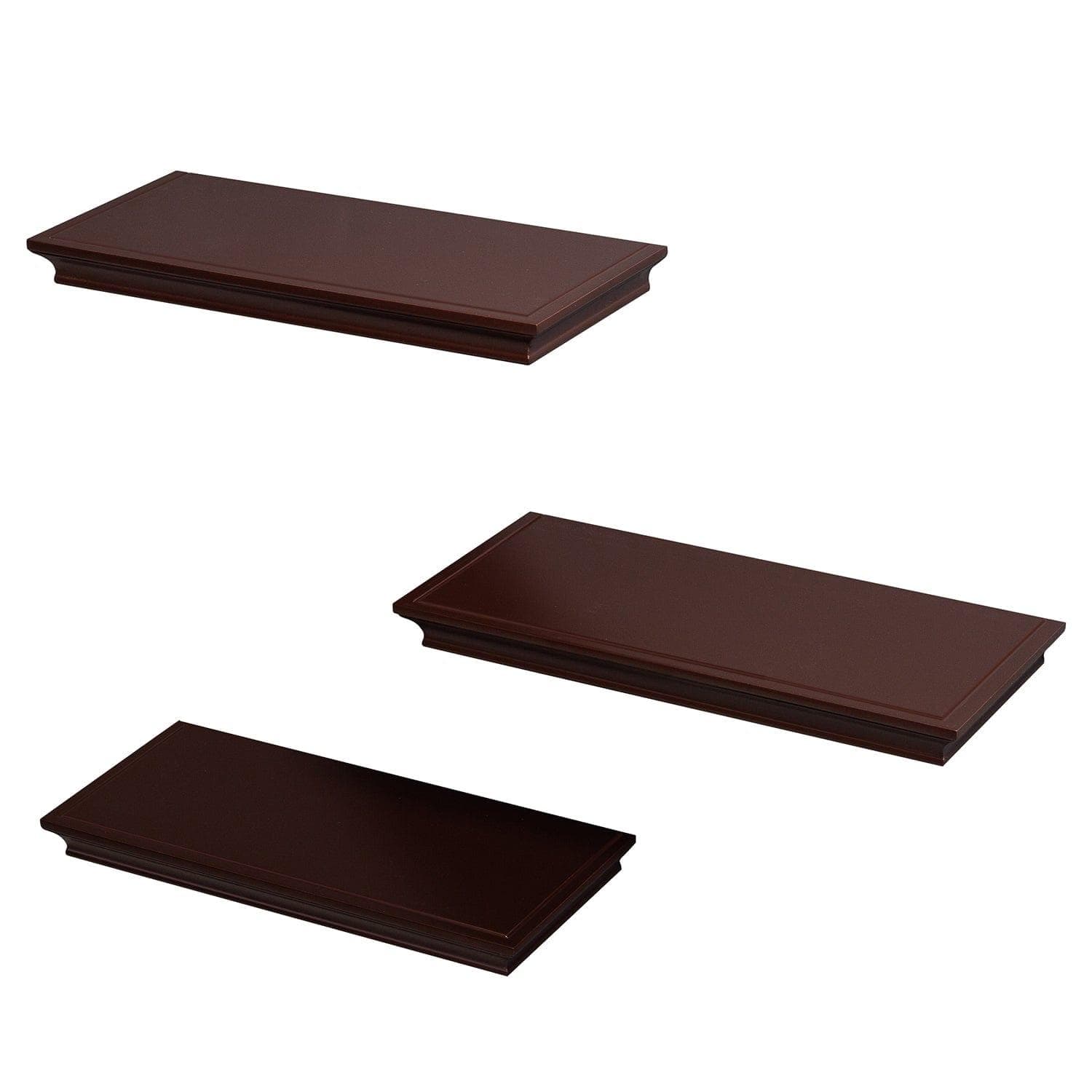 AH-DECOR wall shelf Set Of 3 Espresso Brown Floating Shelves With Invisible Brackets