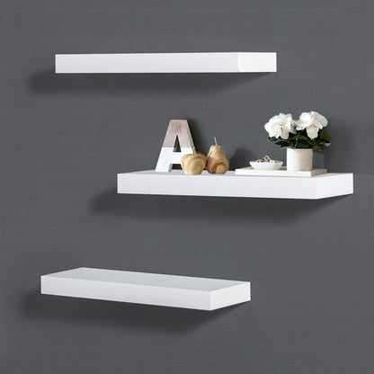 Ah-decor wall shelves 15‘’W / White 5.9" Deep White Floating Shelf Set of 3 Display Ledge Shelves Wide Panel