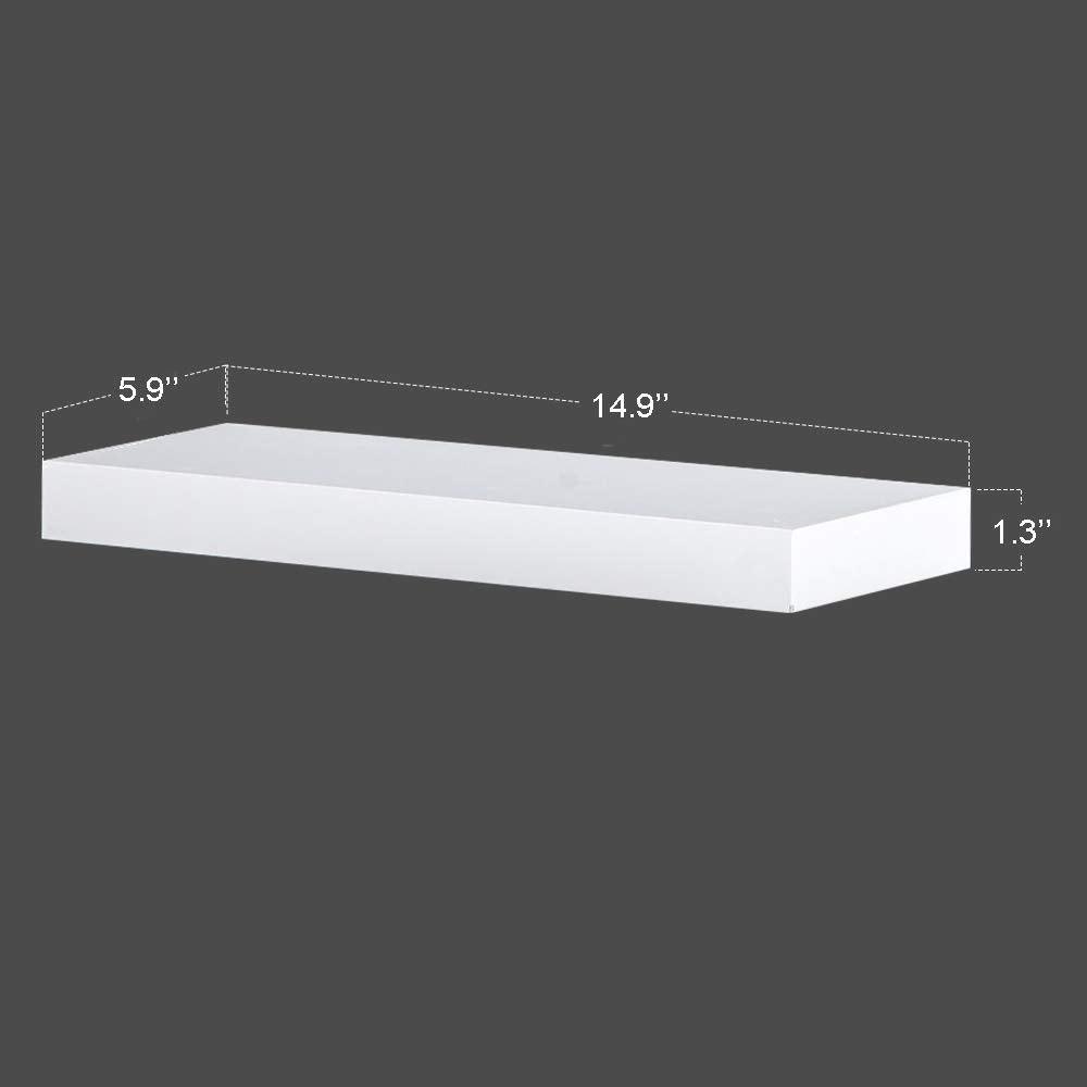 Ah-decor wall shelves 15‘’W / White 5.9" Deep White Floating Shelf Set of 3 Display Ledge Shelves Wide Panel