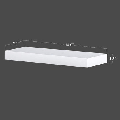 Ah-decor wall shelves 15‘’W / White 5.9" Deep White Floating Shelf Set of 3 Display Ledge Shelves Wide Panel