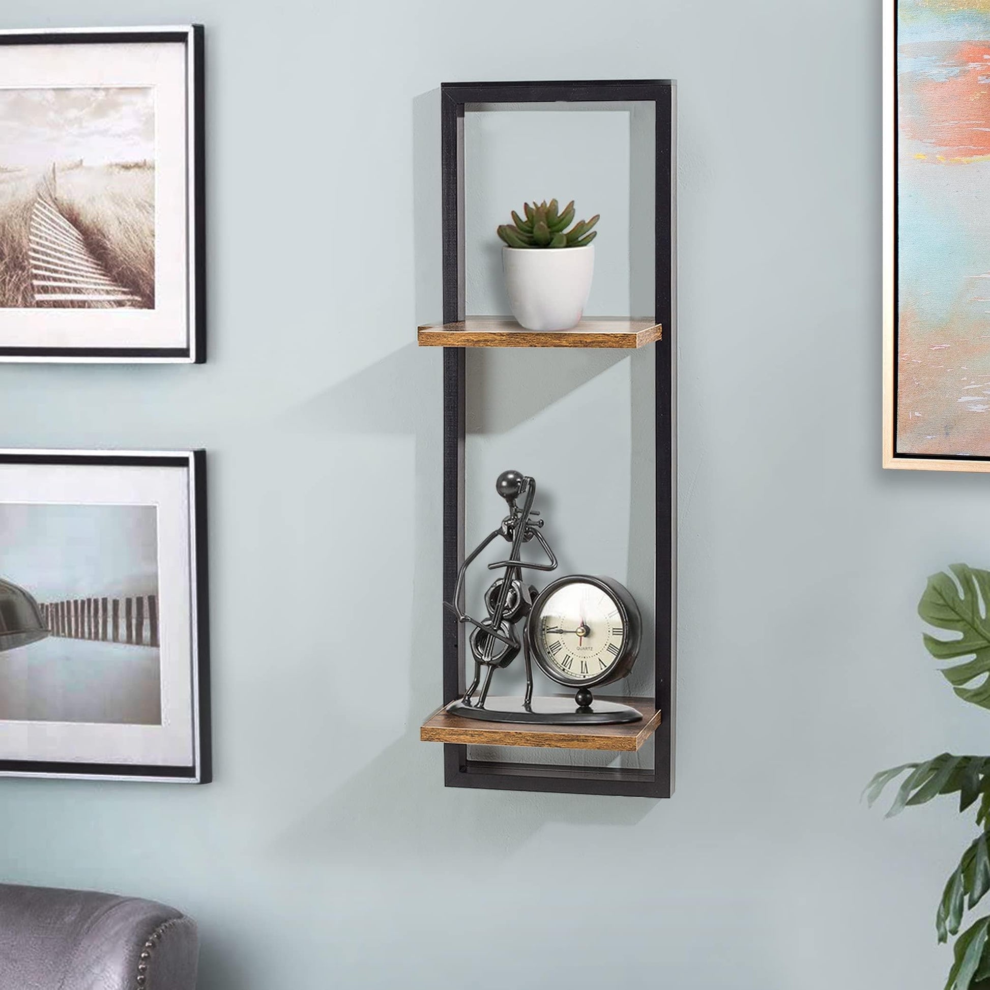 Ah-decor wall shelves 9.8''Wide AHDECOR Wall Mounted Floating Shelf, Hanging Wooden Shelves, Storage Shelf with Unique Design Decorates for Dining, Kitchen or Living Room, 1-Pack