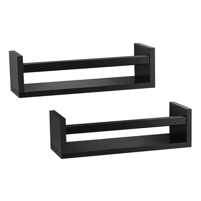 Ah-decor wall shelves Black AHDECOR Nursery Room Bookshelf Wall Mount Floating Shelves, Display Wall Shelf for Kids Romm, Kitchen Spice Rack, Bathroom Decor, Book Shelves Organizer or Baby Nursery, Set of 2, Black, 15 inch