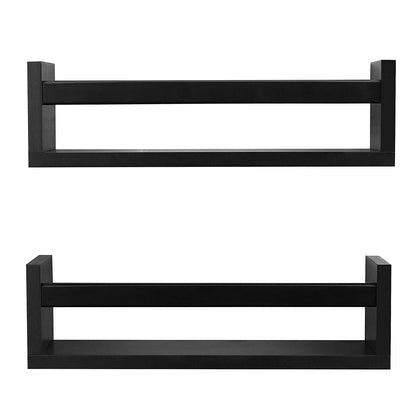 Ah-decor wall shelves Black AHDECOR Nursery Room Bookshelf Wall Mount Floating Shelves, Display Wall Shelf for Kids Romm, Kitchen Spice Rack, Bathroom Decor, Book Shelves Organizer or Baby Nursery, Set of 2, Black, 15 inch
