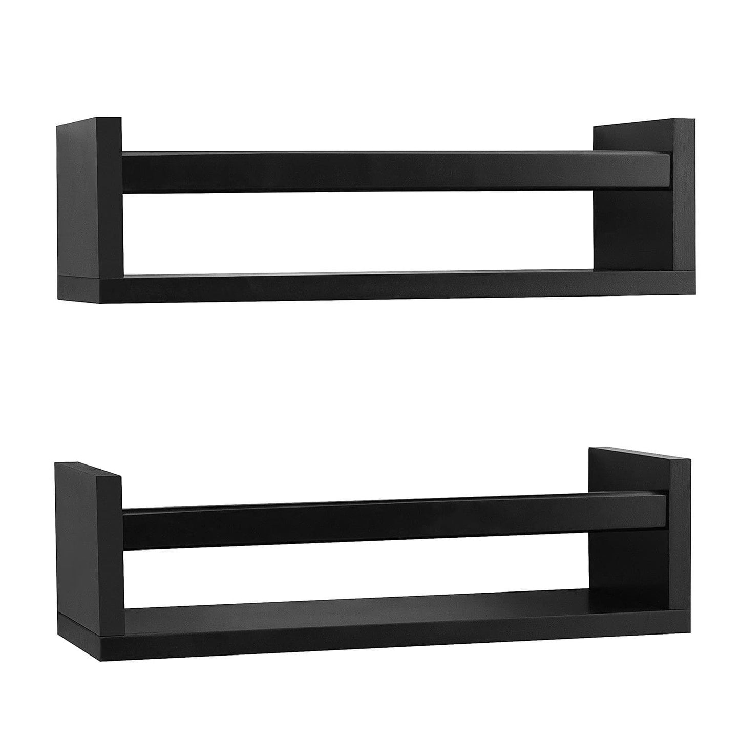 Ah-decor wall shelves Black AHDECOR Nursery Room Bookshelf Wall Mount Floating Shelves, Display Wall Shelf for Kids Romm, Kitchen Spice Rack, Bathroom Decor, Book Shelves Organizer or Baby Nursery, Set of 2, Black, 15 inch